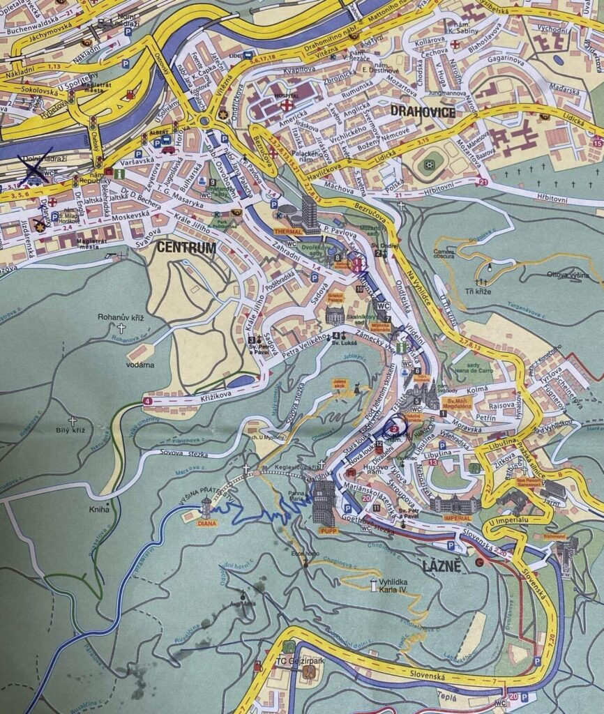 カルロヴィ・ヴァリ街中の地図